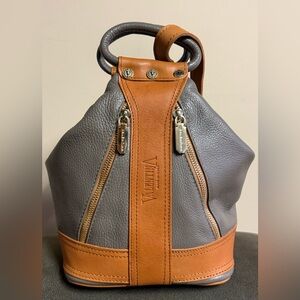 Valentina Leather Backpack Grey Tan Made in Italy
Like New condition